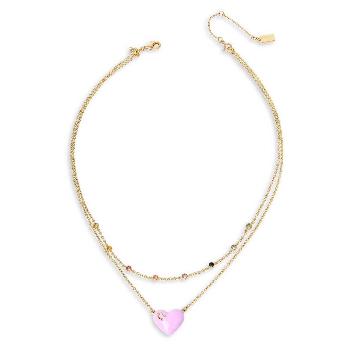 COLLAR COACH 3.25 RAINBOW HEARTS & CHARMS DORADO