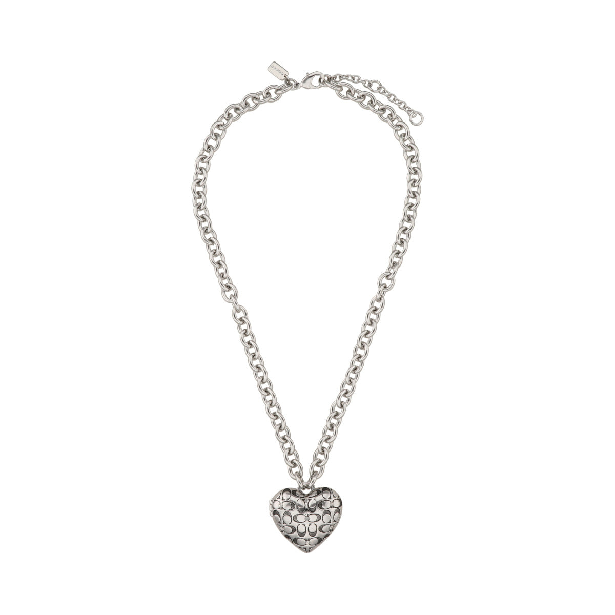 COLLAR COACH QUILTED LOGO HEART RECOLOR PLATEADO