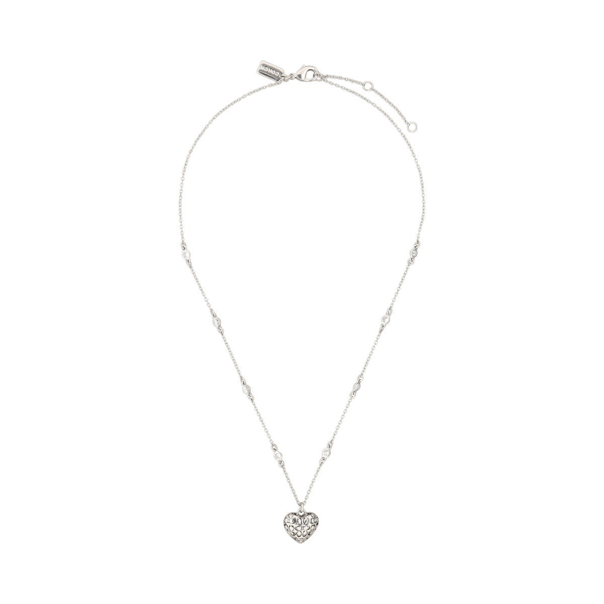 COLLAR COACH QUILTED LOGO HEART RECOLOR PLATEADO