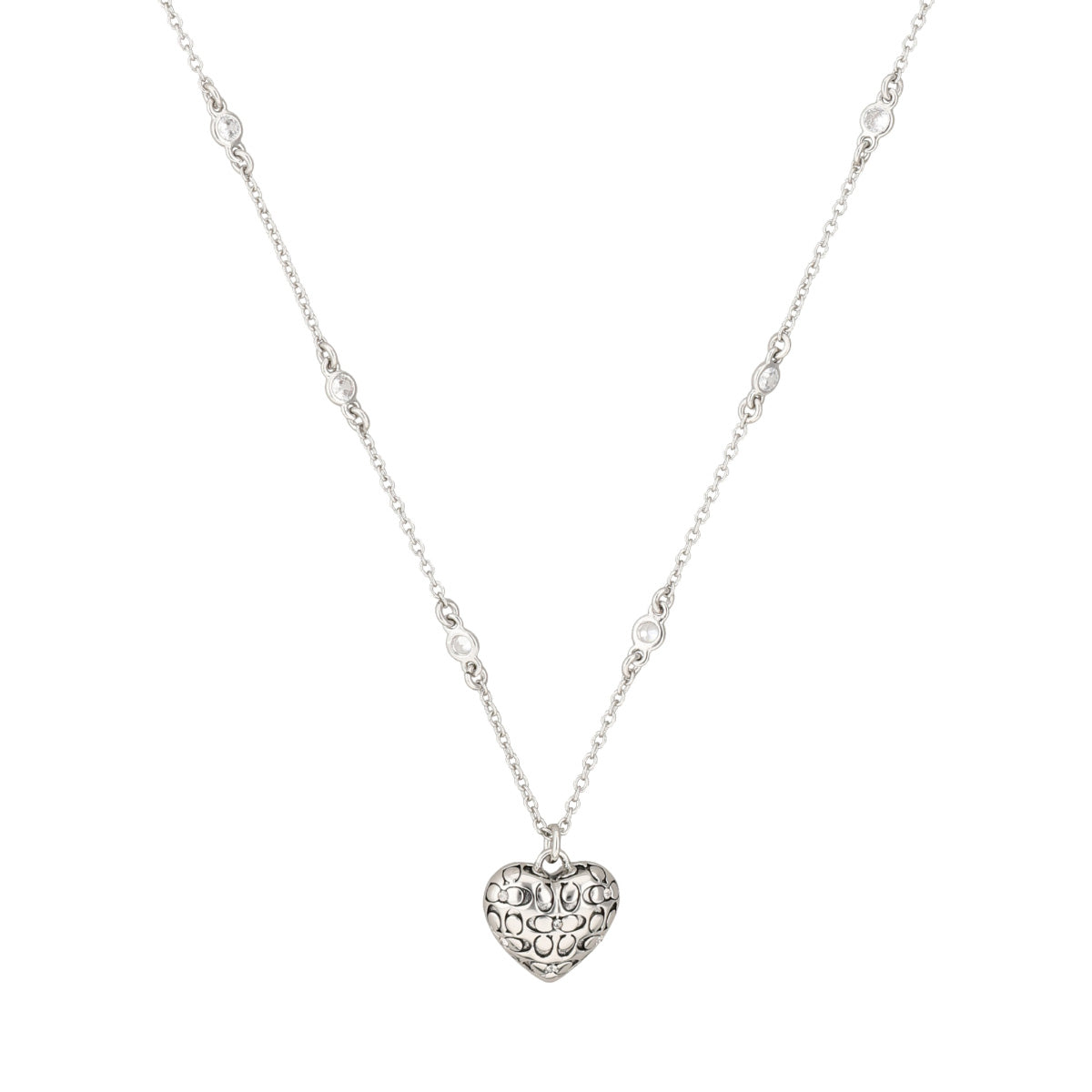COLLAR COACH QUILTED LOGO HEART RECOLOR PLATEADO