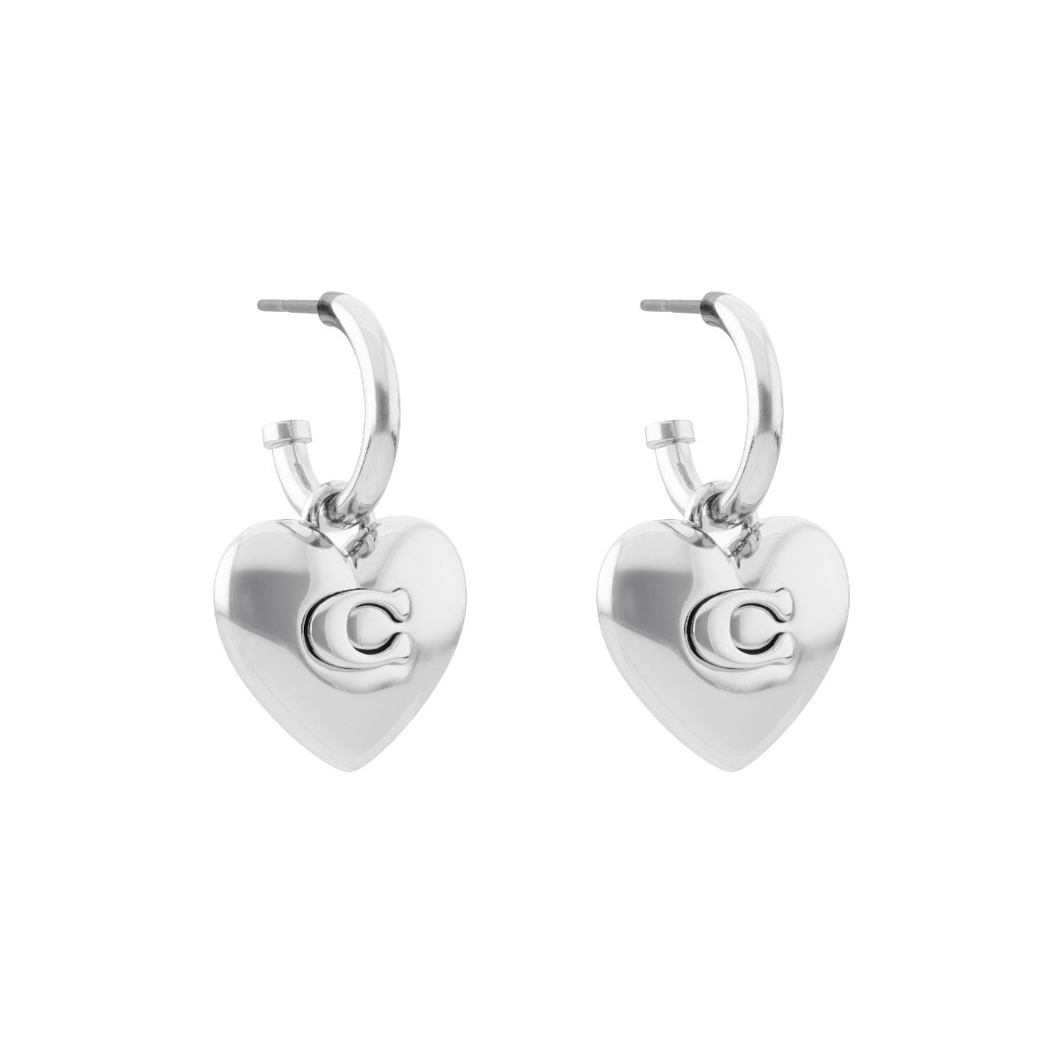 ARETES COACH 5.1 HEARTS AND QUILTED CUT OUT PLATEADO
