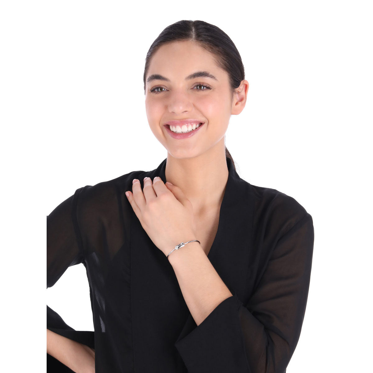 PULSERA COACH 8.1 SAFETY PIN & PEARLS PLATEADO