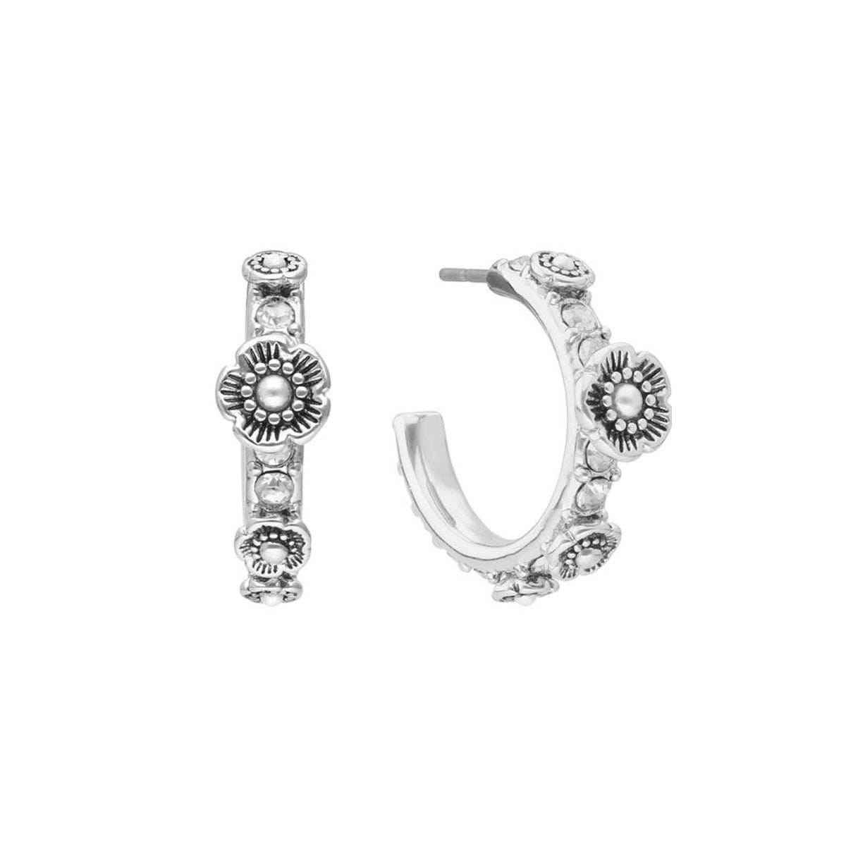 Aretes  Floral Huggie Plateados - Coach - 37530127RHO030