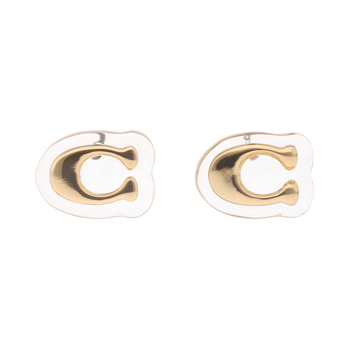 ARETES COACH 10.1 EMBEDDED LUCITE DORADO CON ESMALTE