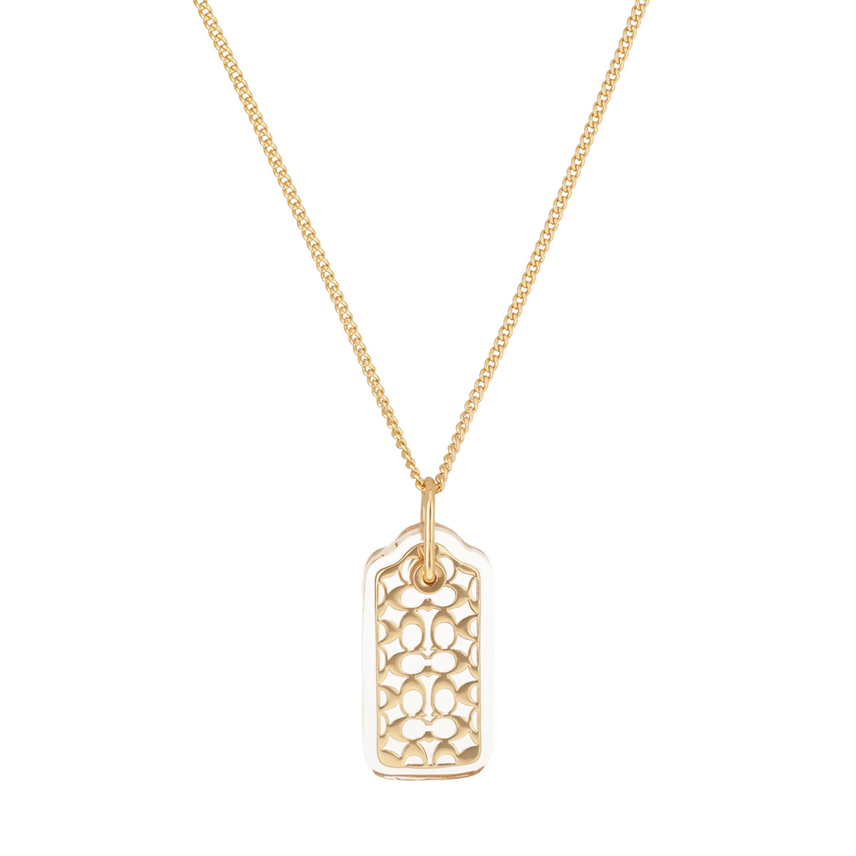 Collar Coach Dorado Familia Embedded Lucite Big Tag      Dorada