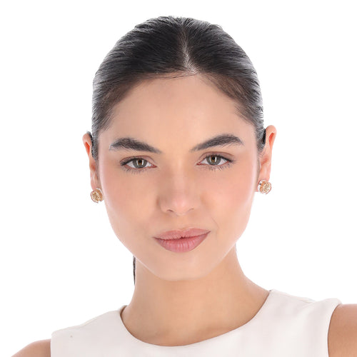 Aretes Coach Dorado Familia Embedded Lucite Tea Rose   Dorados