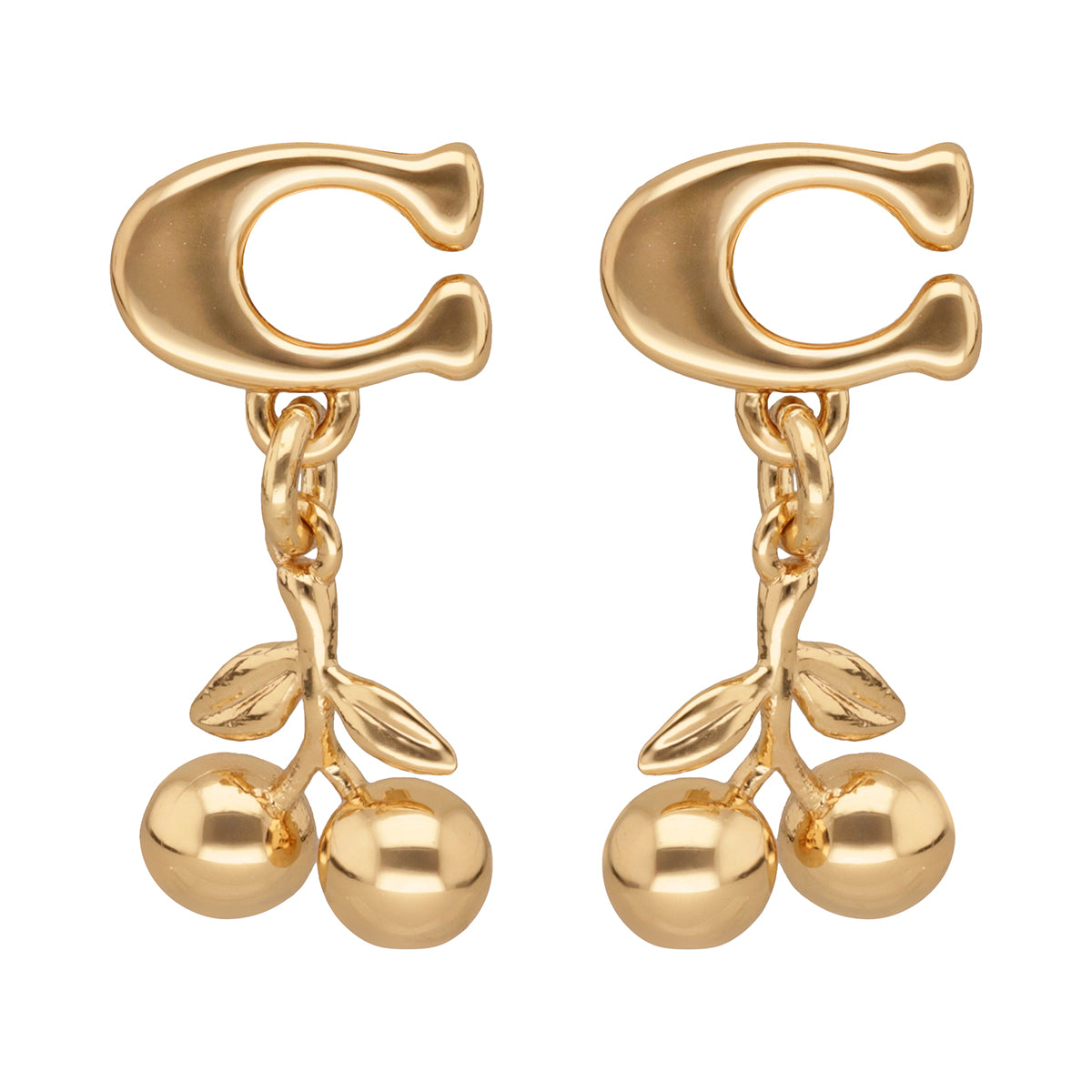 Aretes Coach Dorado Familia 4.1 Charms Cerezas   Dorado