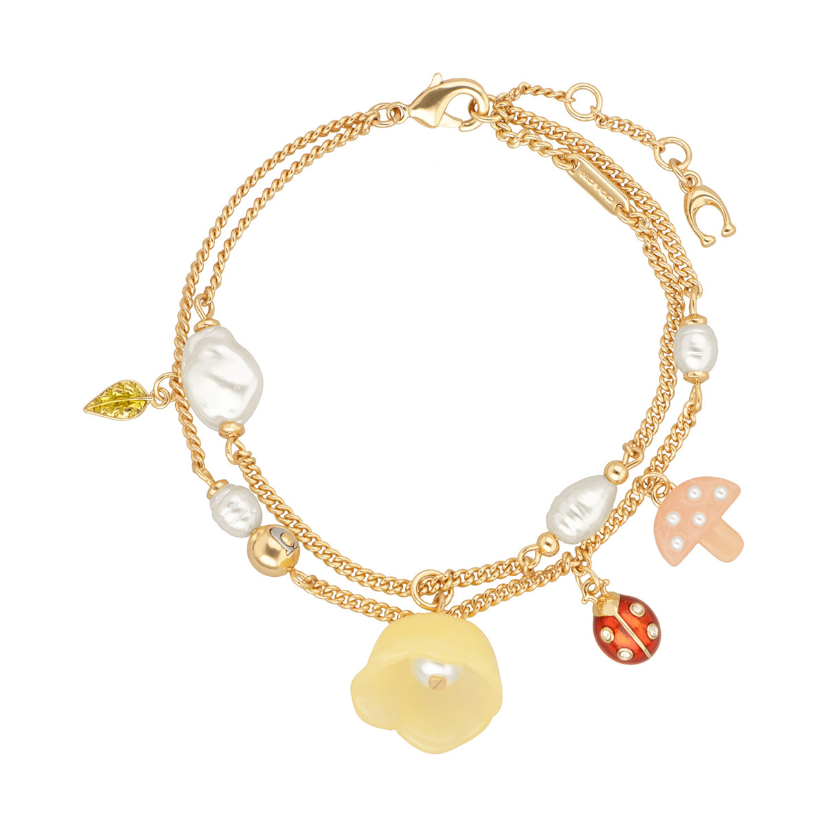 Pulsera Coach Dorado Familia  Spring Tearose Charms Multicolor