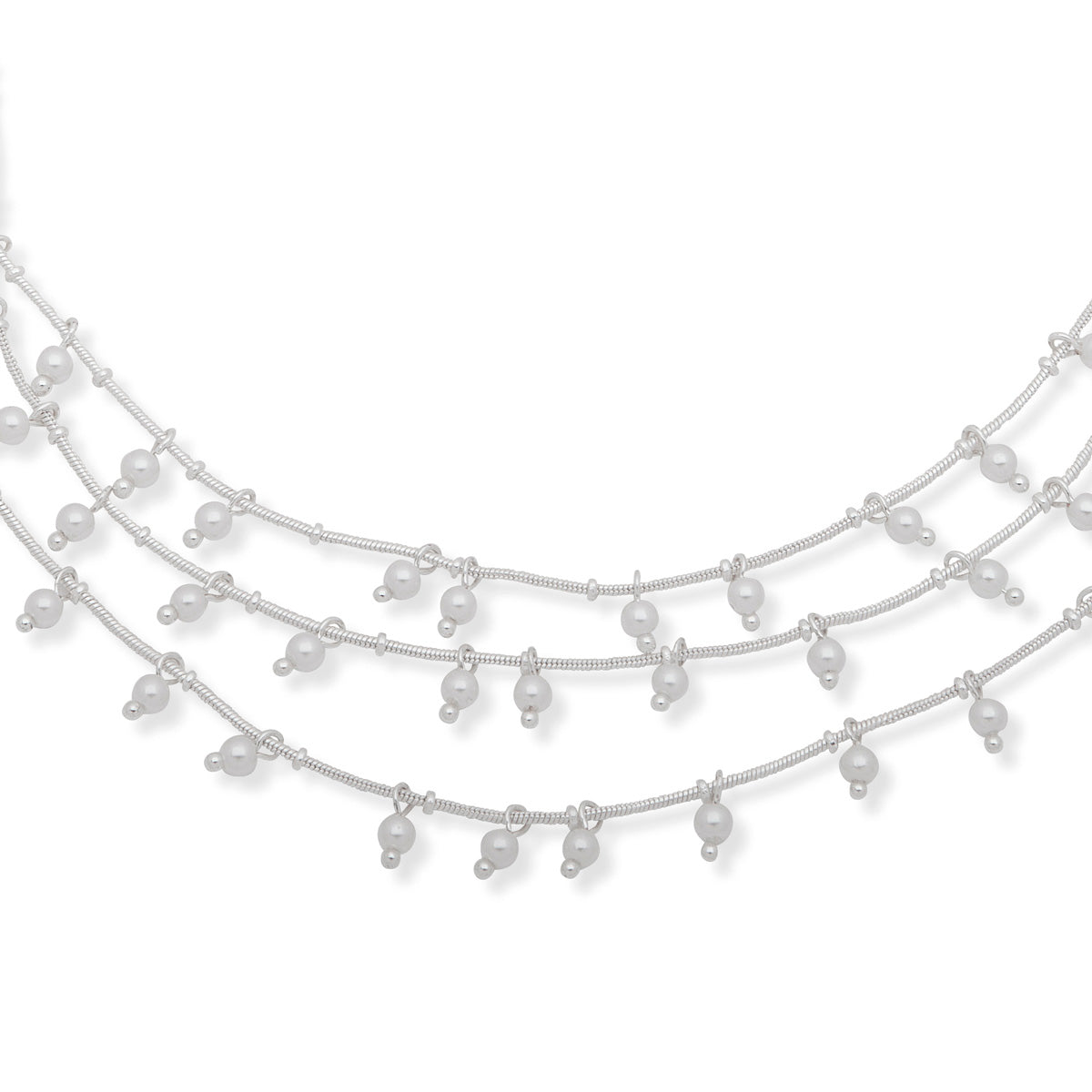 COLLAR YOURE INVITED SILVER PEARL PLATEADO