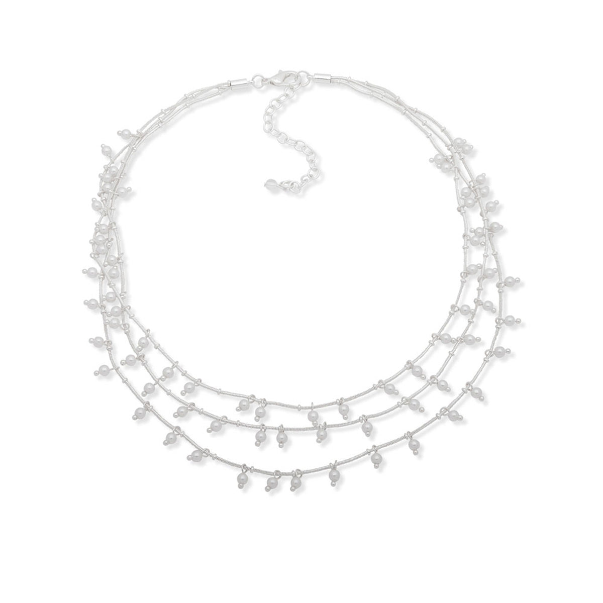 COLLAR YOURE INVITED SILVER PEARL PLATEADO