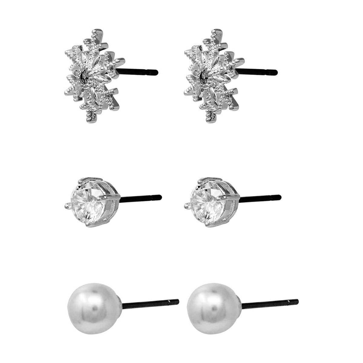 ARETES ANNE KLEIN SNOW DROPS PLATEADO