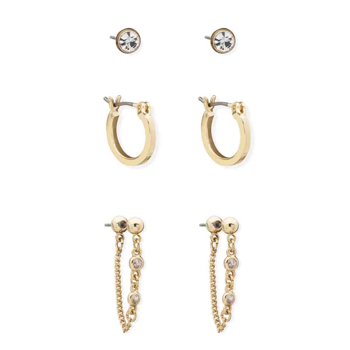 SET ARETES DKNY COLOR DORADO DIFERENTES DISEÃ‘OS 60572170-887