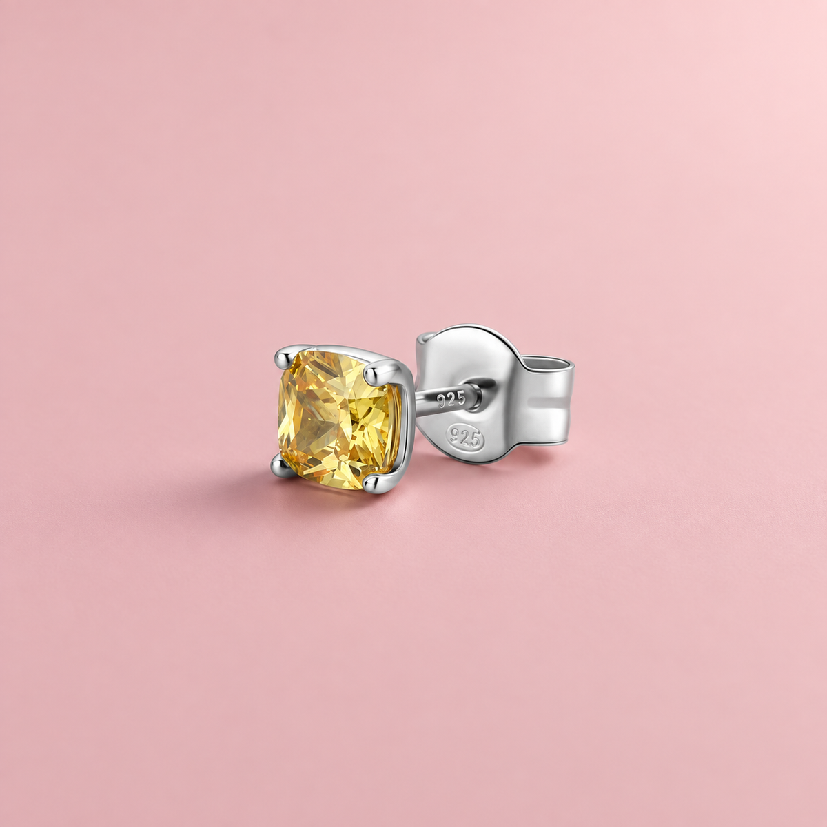 Arete Individual Brosway Plata 925, Circonia Amarillo Citrino (Corte Cúbico)