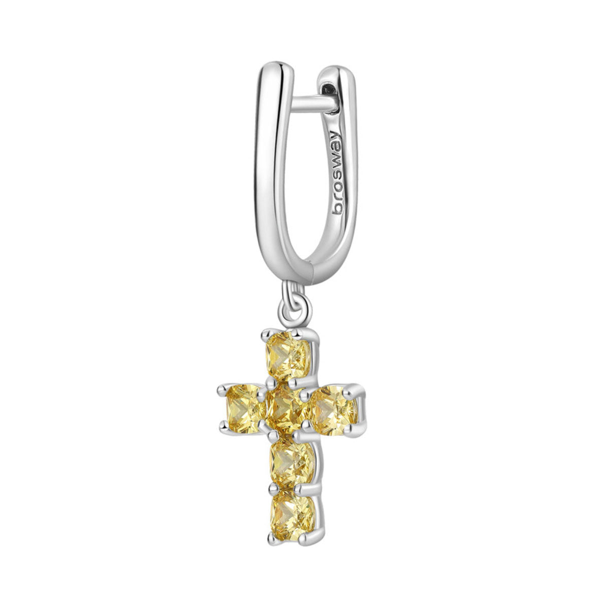 ARETE SOLITIARIO BROSWAY COLOR PLATEADO FORMA ARRACADA FEY09