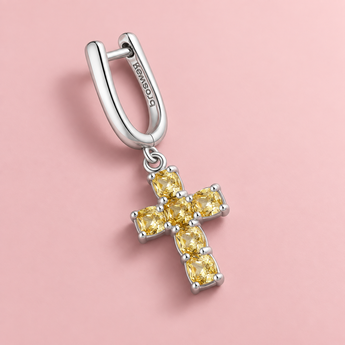 Arracada Individual Brosway Plata 925, Circonia Amarillo Citrino