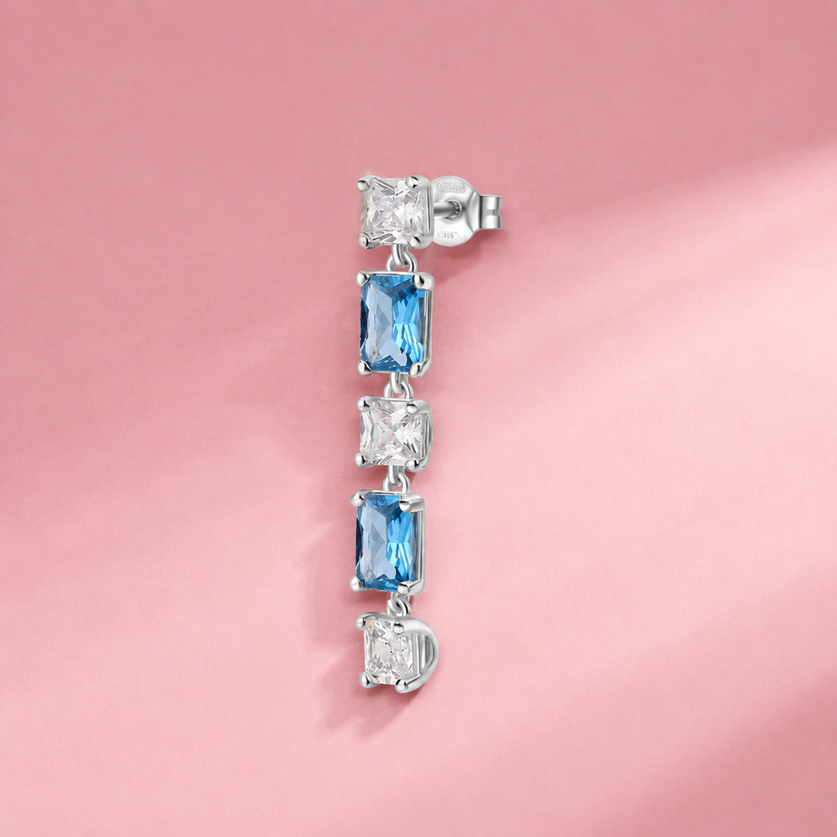 ARETE SOLITARIO BROSWAY FANCY FREEDOM BLUE PLATEADO
