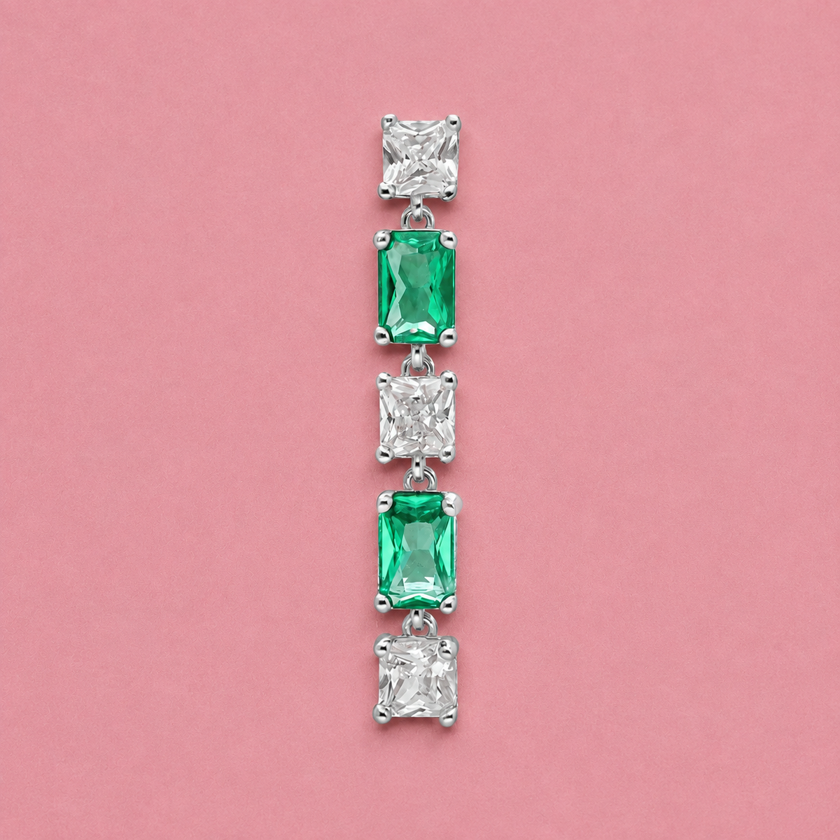 ARETE SOLITARIO BROSWAY FANCY LIFE GREEN PLATEADO