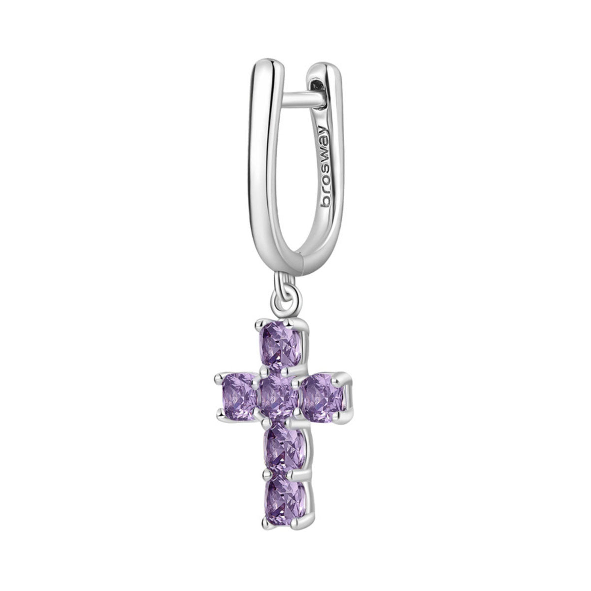 ARETE SOLITARIO BROSWAY COLOR PLATEADO FORMA ARRACADA FMP20