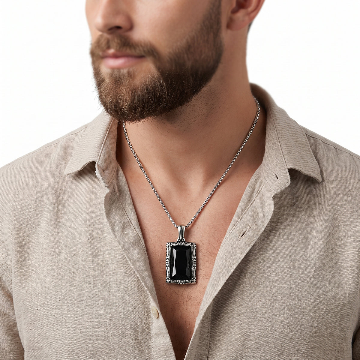 COLLAR  LEE COOPER CABALLERO COLOR PLATEADO FORMA RECTANGULAR LC.N.02072.350